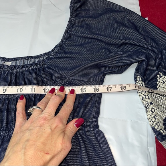 Uncle Frank BLUE DRESS MED BOHO Anthropologie white Crochet Knit Wide Neck 75203 - Picture 12 of 16